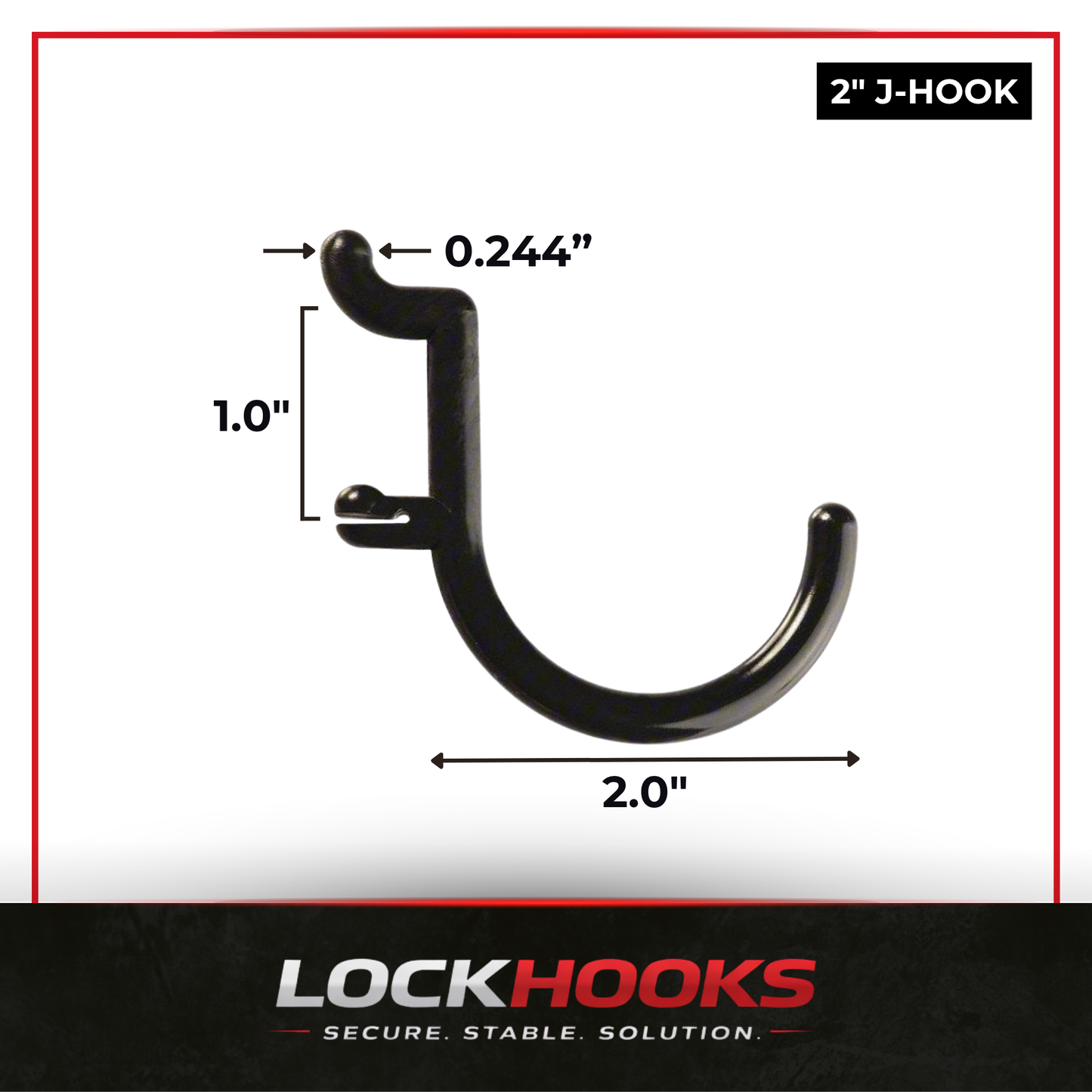 LockHooks Precision Hook – 2" J-Hook Pegboard Hook