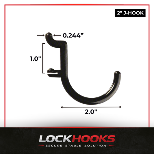 LockHooks Precision Hook – 2" J-Hook Pegboard Hook