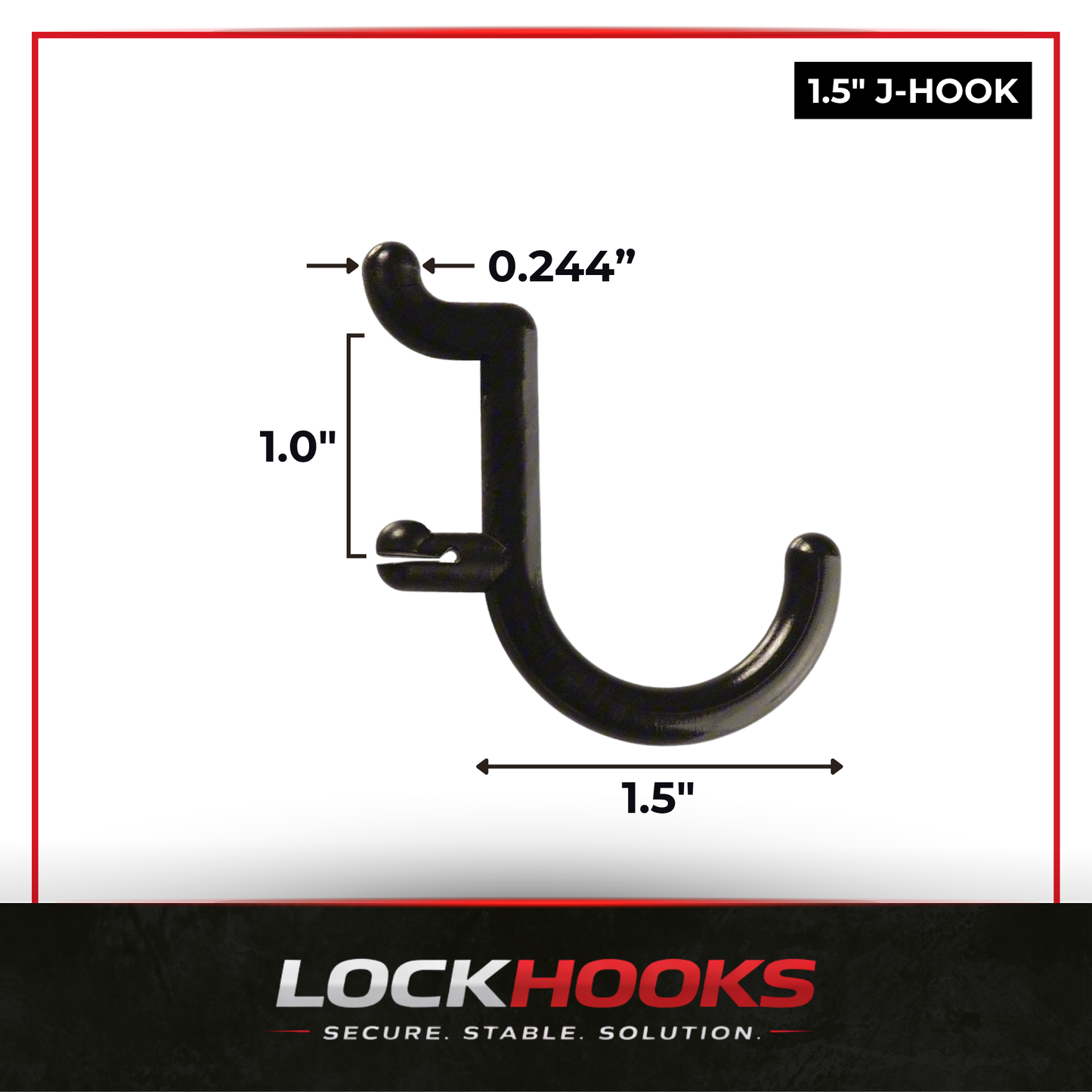 LockHooks Precision Hook – 1.5" J-Hook Pegboard Hook