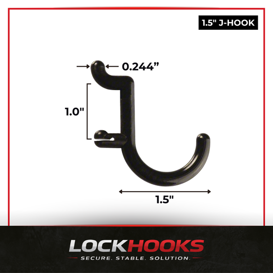 LockHooks Precision Hook – 1.5" J-Hook Pegboard Hook