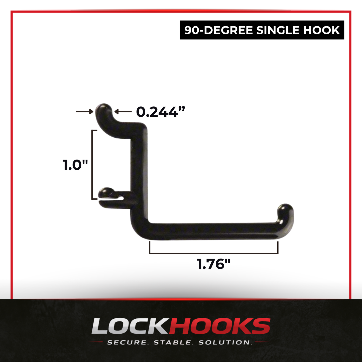 LockHooks Precision Hook – 90° Pegboard Hook